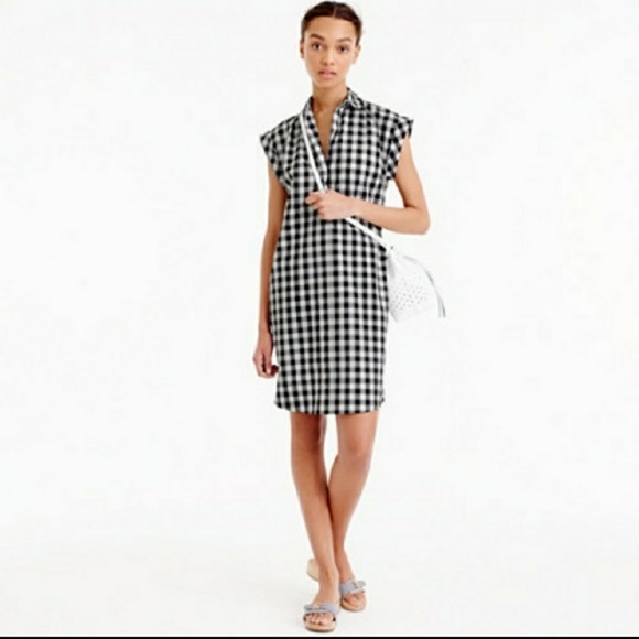 J. Crew | Dresses | J Crew Black White Gingham Shirt Dress S | Poshmark